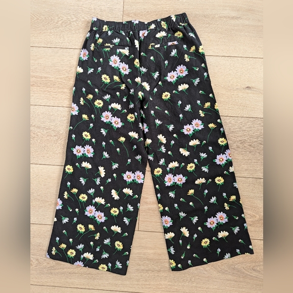 NWT Loft Wide Leg Crop Pants in Garden Linen Blend Elastic Band Women's Medium - Picture 7 of 9